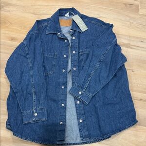 NWT H&M oversized Blue Denim Button-Up Shirt